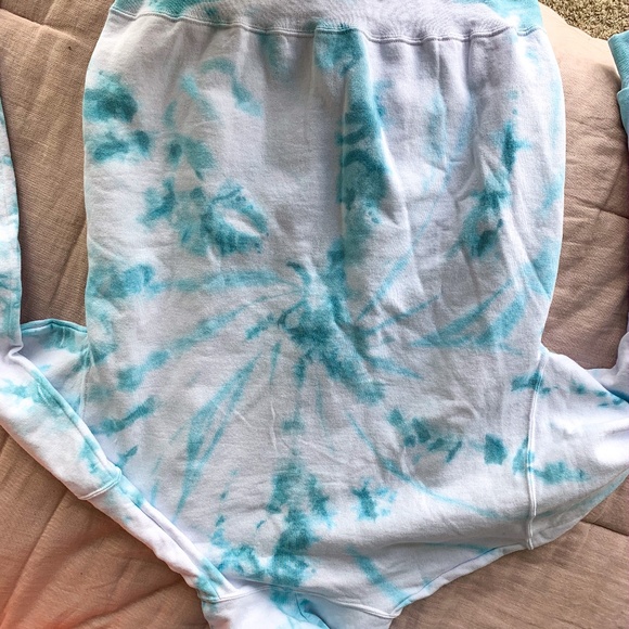 Blue spiral hand-dyed zip up hoodie - Picture 4 of 4